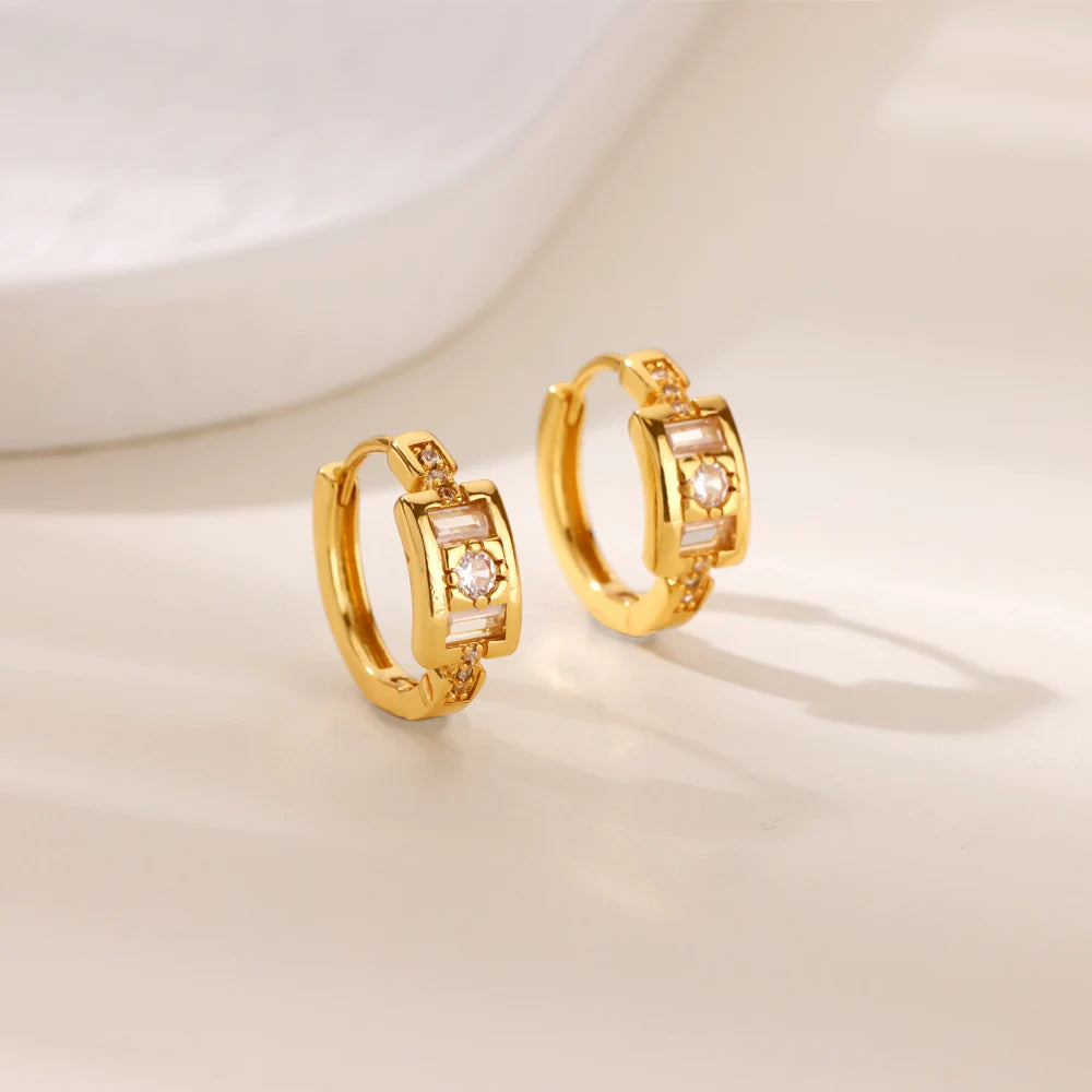 Runde glänzende Zirkonia-Ohrringe für Damen Edelstahl Goldfarben Piercing Ohrringe 2025 Neuer Modeschmuck Muttertagsgeschenk