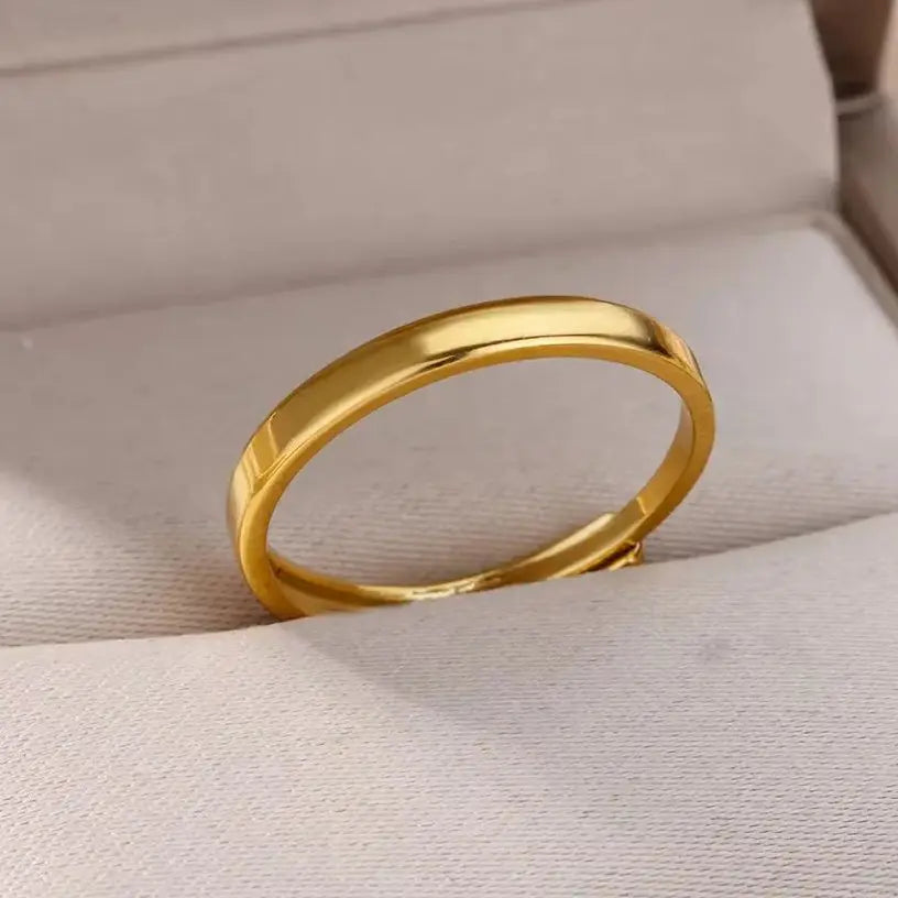 Minimalistische Edelstahlringe für Damen, goldfarben, verstellbare Fingerringe, modischer, wasserdichter Hochzeitsschmuck, Geschenk