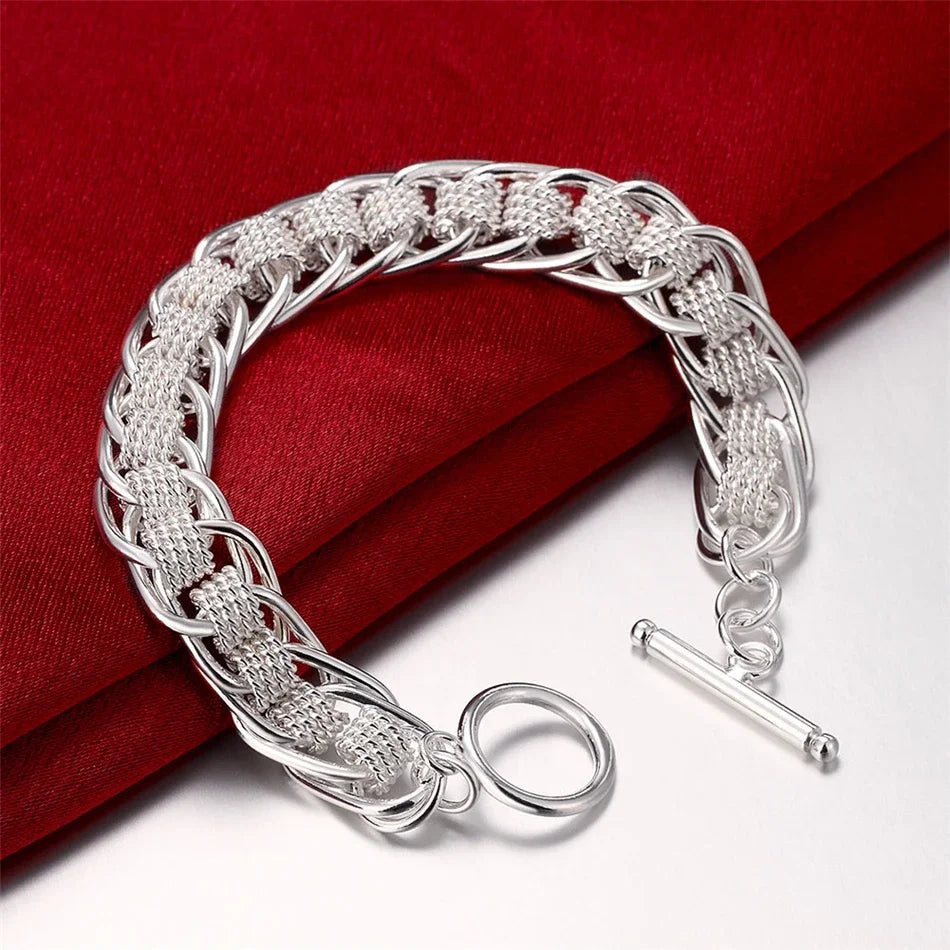 20,32 cm 18K Goldarmband 5MM seitliches Kettenarmband für Frauen Männer Mode Hochzeit Verlobung 925 Sterlingsilber Schmuck Geschenke
