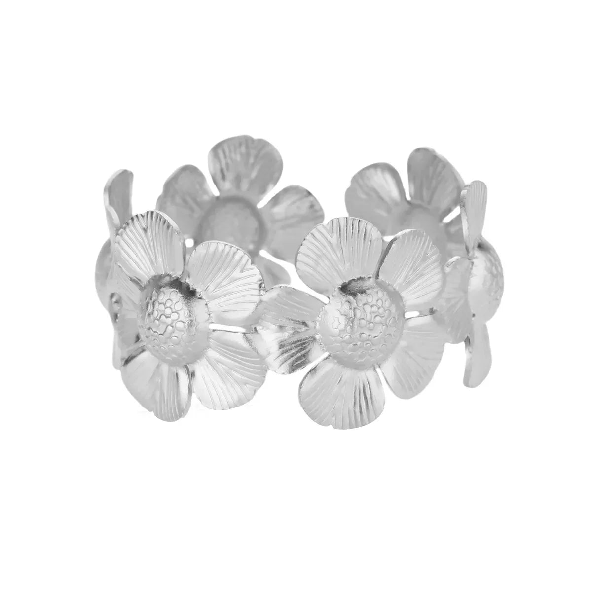 Vintage Blumenarmreifen für Damen Goldfarbene Edelstahl Blumenarmreifen Armbänder Damen Schmuck Party Geschenk Pulseras