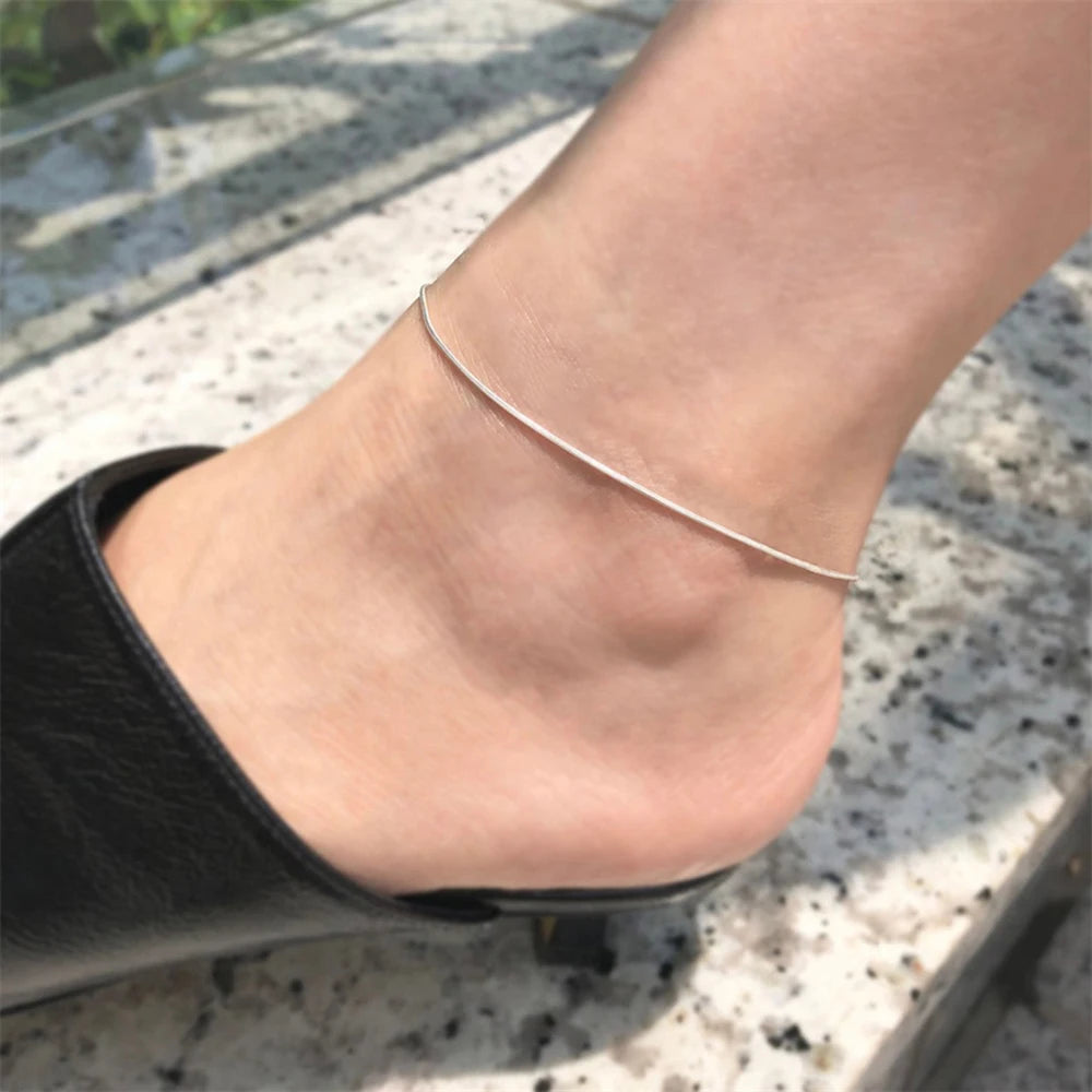 SUNIBI Edelstahl Schlangenkette Fußkettchen für Frauen Nicht Allergisch Einstellbar Sexy Bein Fuß Armband Geschenke Accessoire Dropshipping