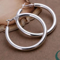 925 Sterling Silber Ohrringe Mode Hübsch Schön Damen Party 5CM Runde Schmuck Großer Kreis Dame Hochzeit