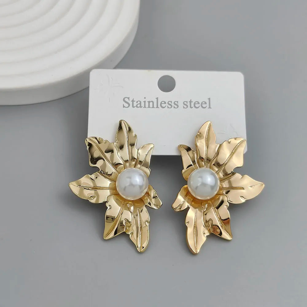 Kreative Ohrringe aus Edelstahl mit Perlmutt und Heavy-Metal-Design, wasserdicht und rostfrei, Damen-Ohrringe, Partyschmuck