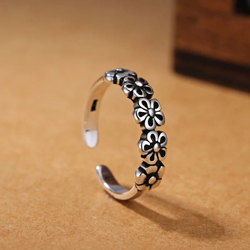 925er Sterlingsilber Retro-Blumenringe für Frauen Verlobung Hochzeit Luxus-Schmuckzubehör Großhandel Kostenloser Versand Schmuck