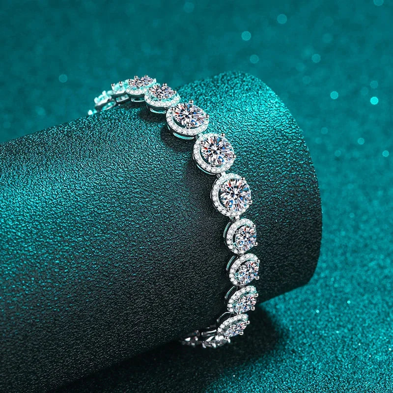 NeeTim D Color Moissanit Tennisarmband 925 Sterling Silber mit Weißgold vergoldet Glänzende Armbänder Kette für Frauen Großhandel