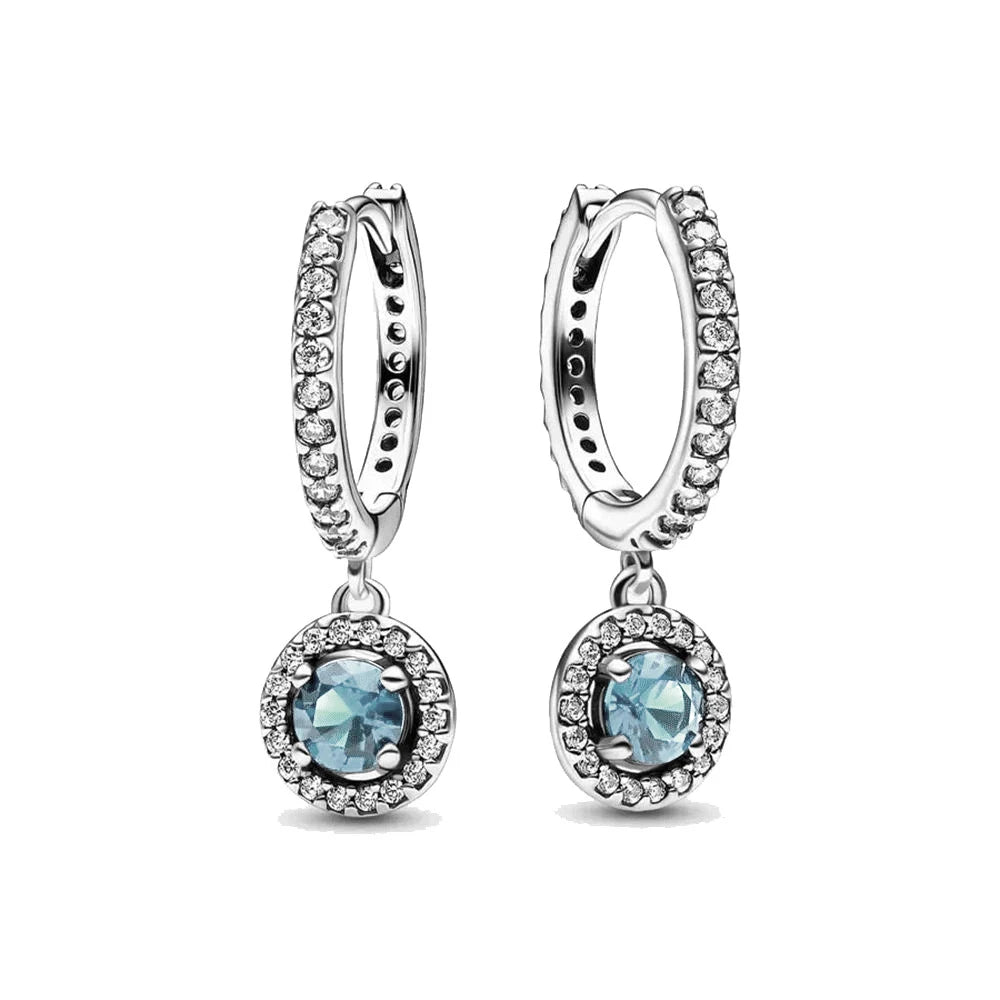 Weihnachtsgeschenk Bestseller 925er Silber blauer Stein Blumen Ohrstecker passend für Damen Festival Exquisiter Charm Schmuck Geschenke