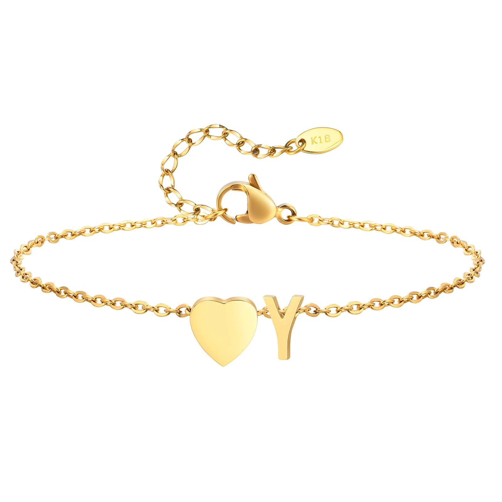 Damen Herz Anfangs-Fußkettchen Armbänder Verstellbarer Strand Schmuck Hypoallergener Edelstahl Personalisierte Namens Fußkette Fußkettchen