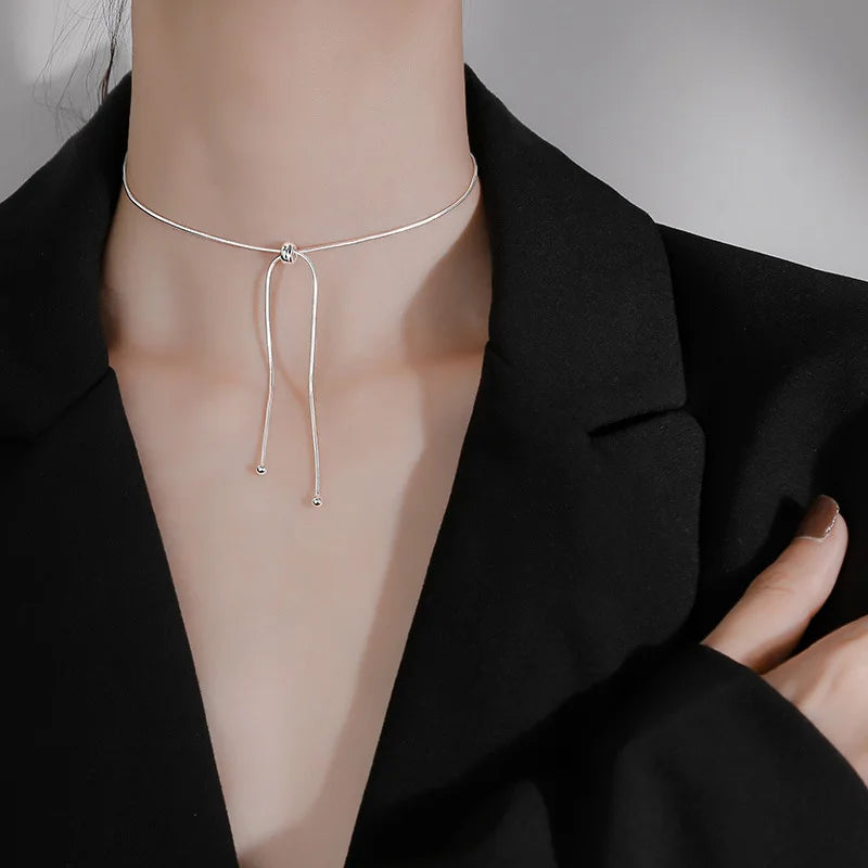 Collares de cadena de serpiente de plata de ley 925 para mujer, joyería de lujo, exquisitos, elegantes, dijes estéticos, accesorios de plata 925