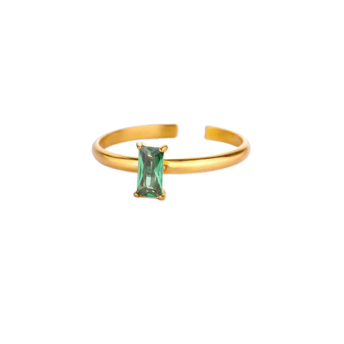 Edelstahl Geburtssteinringe für Damen Goldfarbe Zirkon Geburtsstein Öffnungsring Minimalistischer Weihnachts-Geburtstags-Schmuckgeschenk