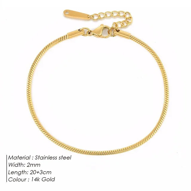 SUNIBI Edelstahl Schlangenkette Fußkettchen für Frauen Nicht Allergisch Einstellbar Sexy Bein Fuß Armband Geschenke Accessoire Dropshipping