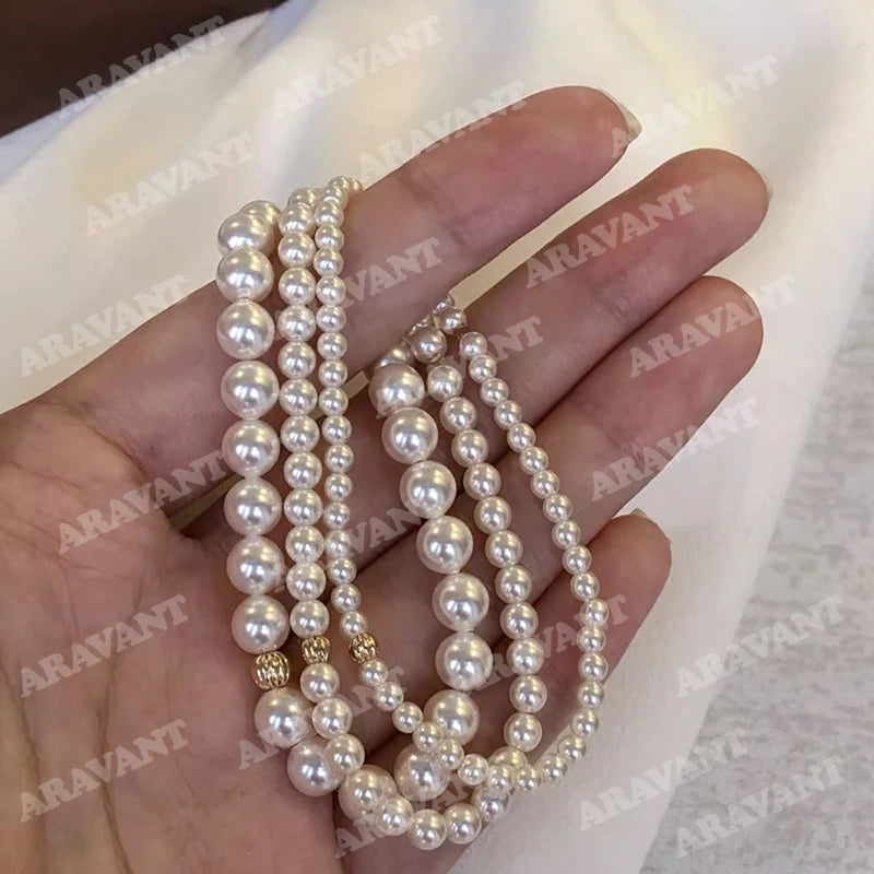 Aravant 925er Silber 3mm/4mm/6mm/8mm Perlenarmbänder Ketten für Frauen Hochzeit Modeschmuck