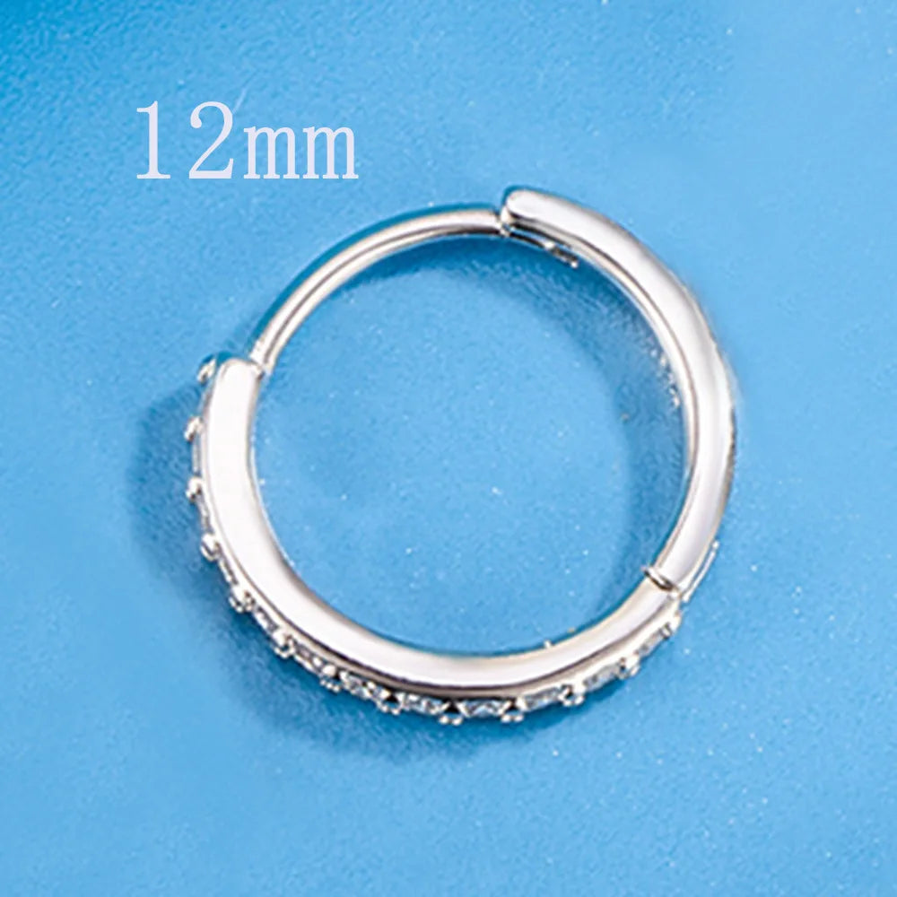 925 Sterling Silber 8/12/16/20MM Zirkon Creolen für Damen Hochzeit Verlobung Luxus Schmuck Accessoires 925