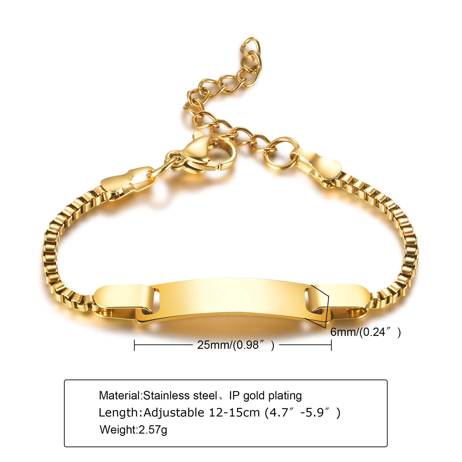 Individuelles personalisiertes Namens-ID-Armband für Mädchen und Jungen, Edelstahl-Gliederketten-Kronenarmband, nicht allergisch