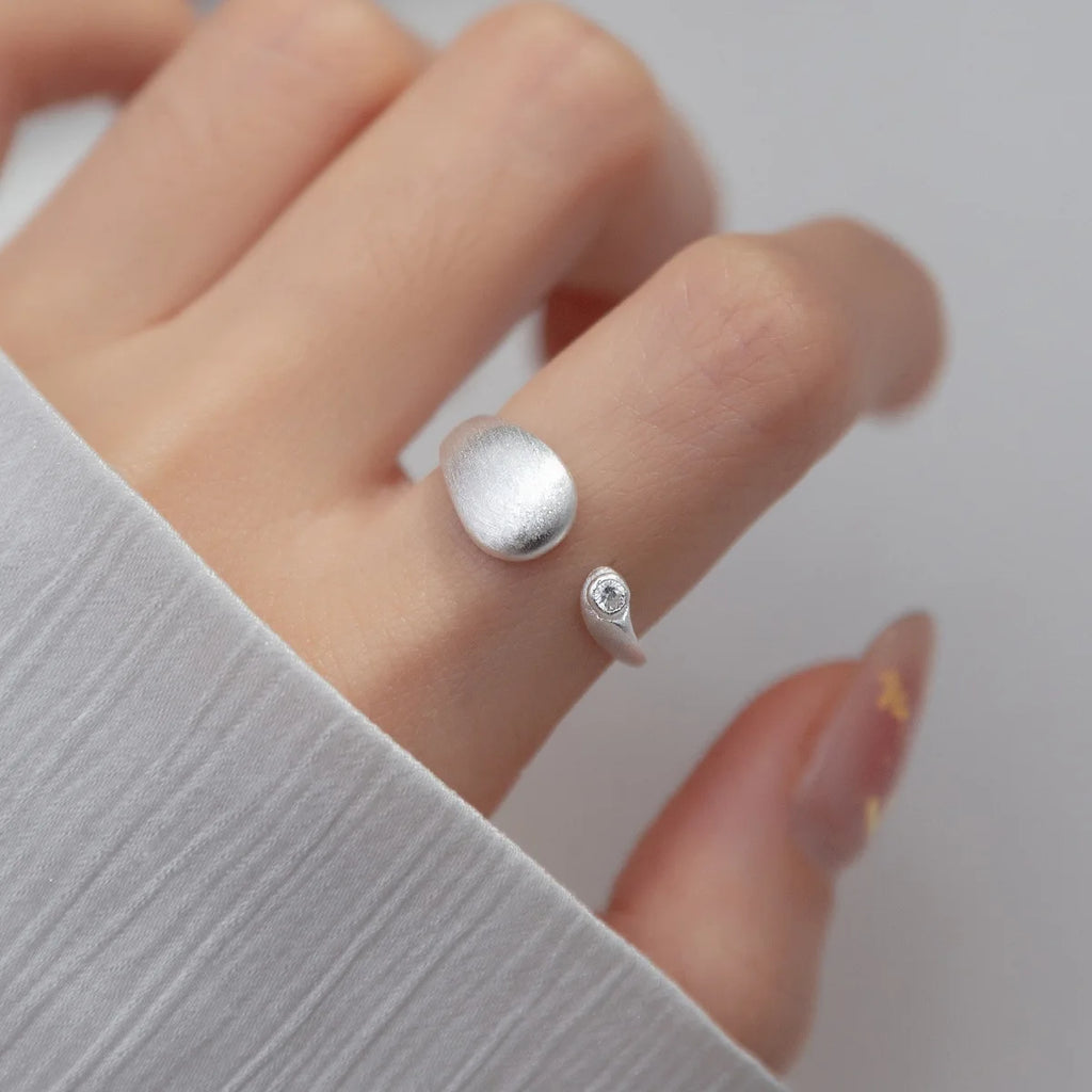 925 Sterling Silber Mattes Finish Geometrie Verstellbare Ringe Für Frauen Hochzeit Feiner Schmuck Zubehör Schmuck Argent 925