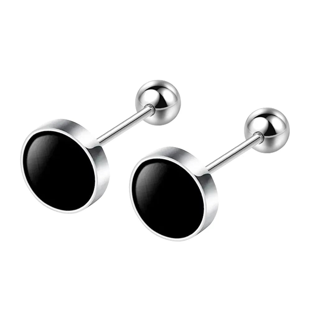 925 Sterling Silber schwarzes Herz Stern Runde kleine Ohrstecker für Damen Luxus Schmuck Accessoires 2024 Trend Kostenlose Lieferung