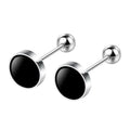 925 Sterling Silber schwarzes Herz Stern Runde kleine Ohrstecker für Damen Luxus Schmuck Accessoires 2024 Trend Kostenlose Lieferung
