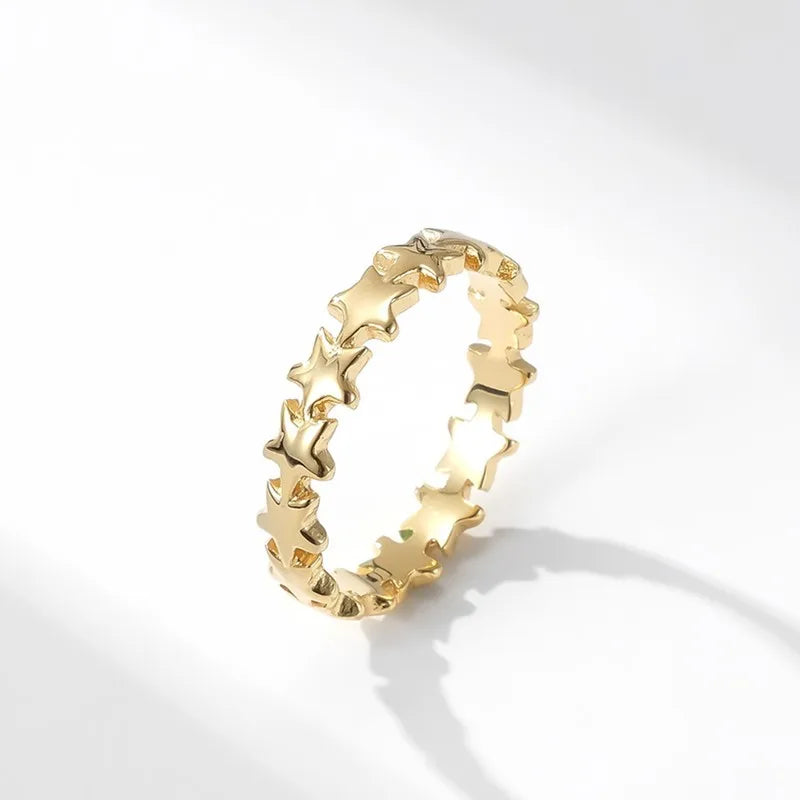 Edelstahl-Stern-Eternity-Ring, stapelbar, Ehering für Damen und Mädchen, Größe 5-9