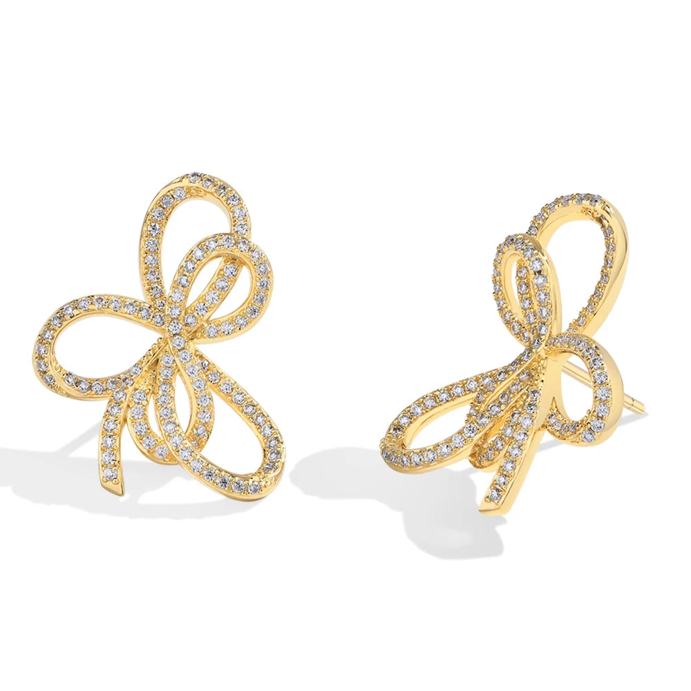 MINTYBOX Schleifen-Moissanit-Ohrstecker für Damen aus S925 Sterlingsilber, im Labor gezüchteter Diamantohrring, luxuriöses Verlobungsschmuckgeschenk