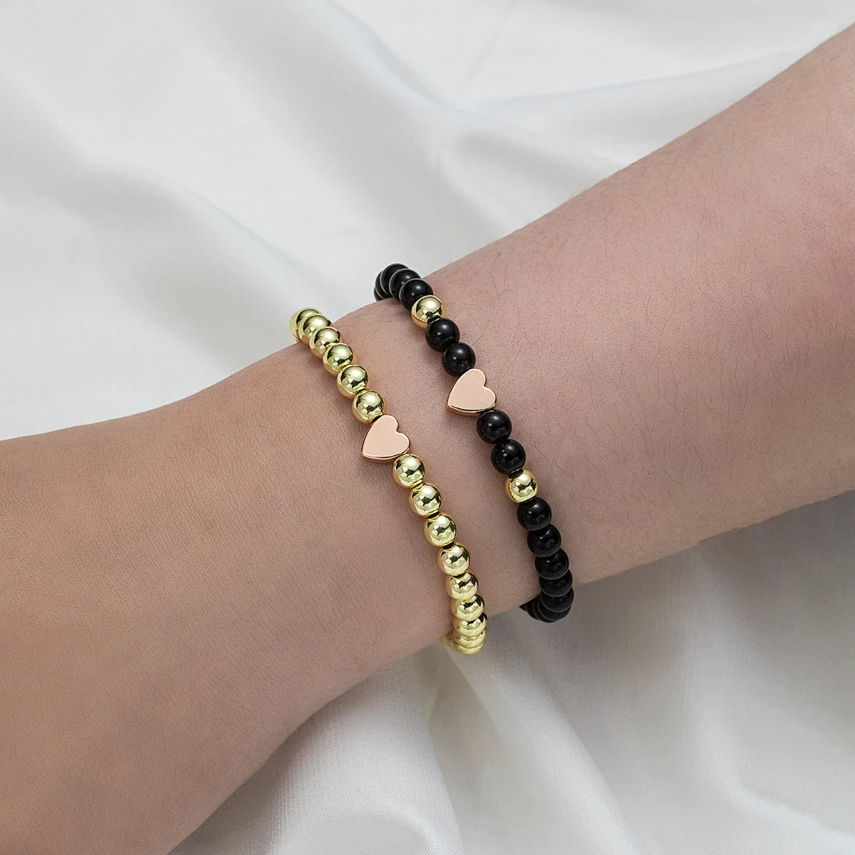 2 PSC Love Imitation Pearl Beaded Adjustable Rope Chain Valentine's Day Jewelry Gift Couple Bracelet