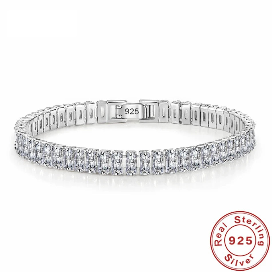 Armband aus 925er Sterlingsilber, elegant, Zirkonia-Kristall, Modeschmuck für Frauen, Verlobung, Hochzeit, Glamour-Schmuck, 18 cm