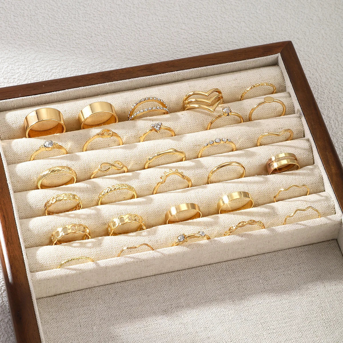 30-teiliges Fingerring-Set in Goldfarbe für Damen, böhmische geometrische Fingerringe, Mädchen, Hochzeit, Party, Schmuckgeschenk