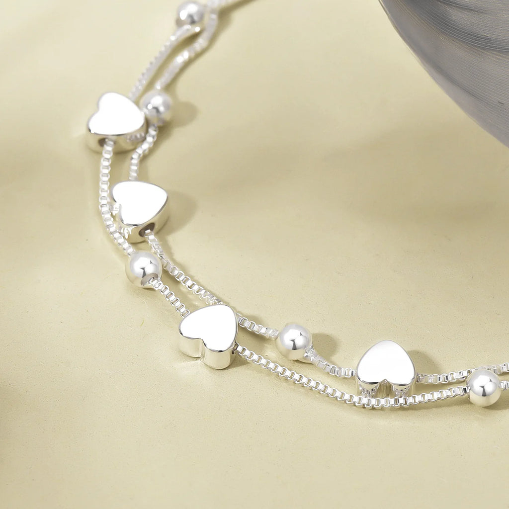 925 Sterling Silber Armbänder Damen Herz Kugelketten Charm Armband Paar Designer Schmuck Accessoires Großhandel Schmuck