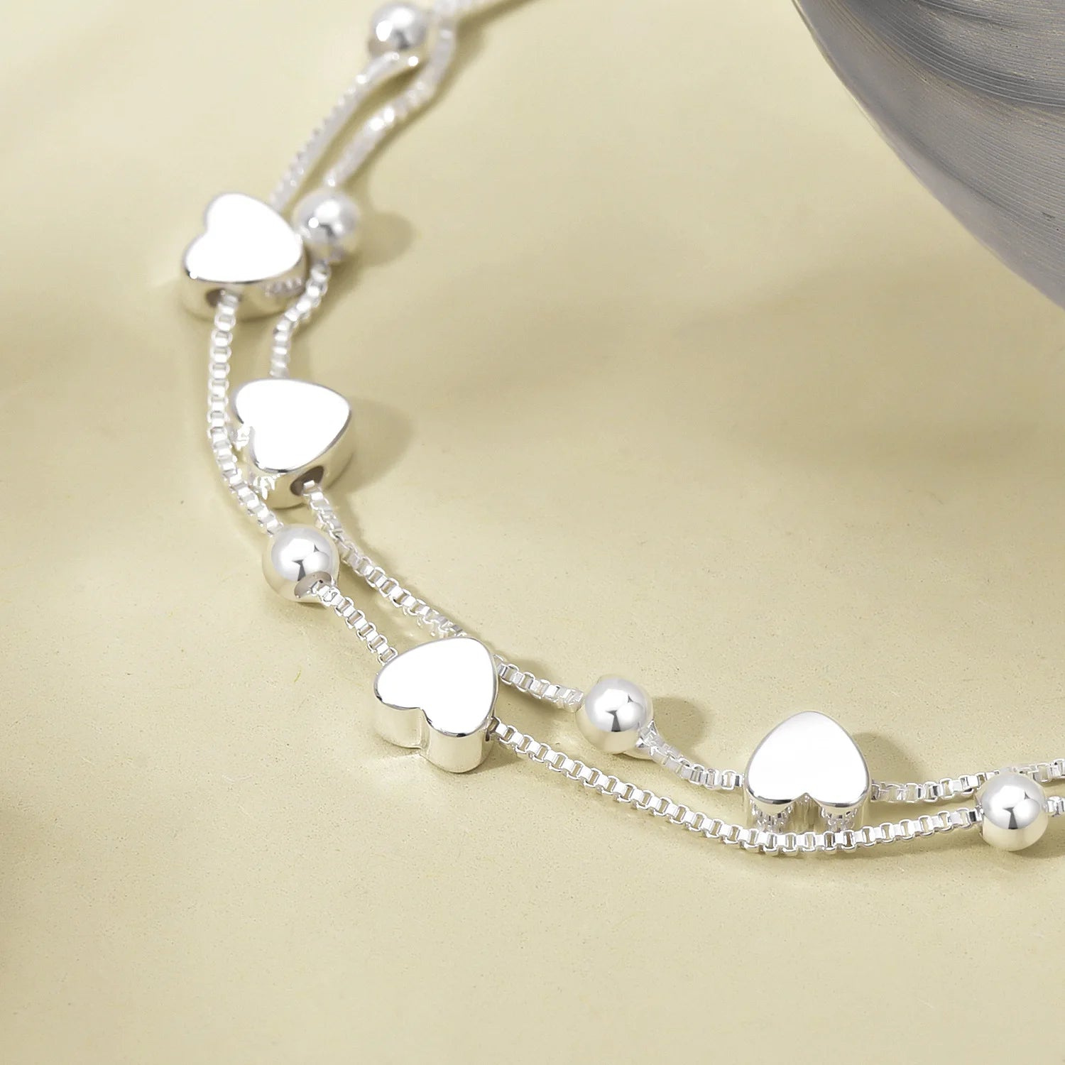 925 Sterling Silber Armbänder Damen Herz Kugelketten Charm Armband Paar Designer Schmuck Accessoires Großhandel Schmuck