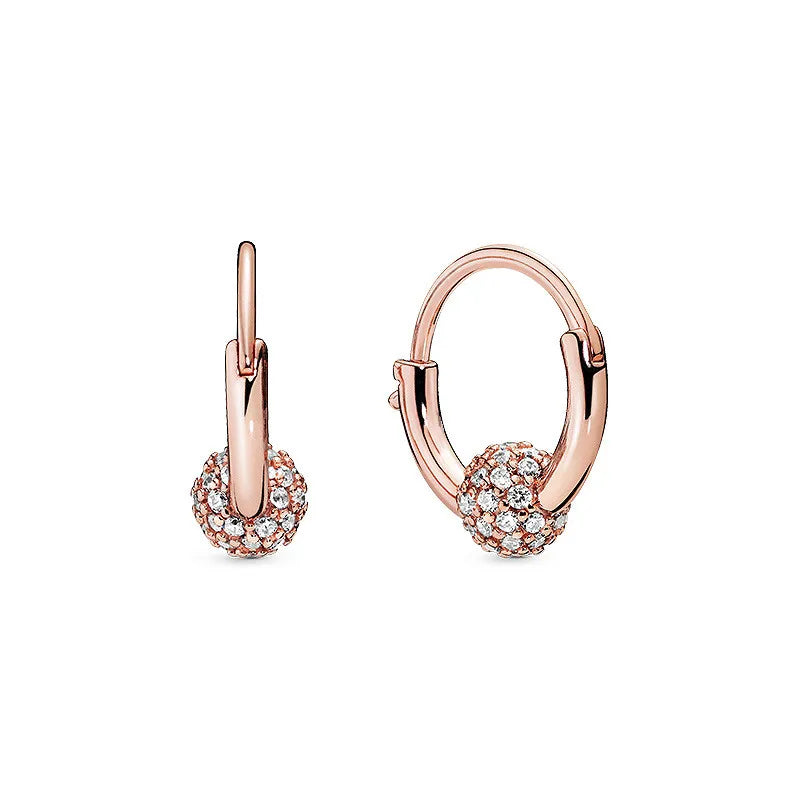 Roségoldfarbene 925er Sterling Silber Blumenohrstecker, Passend für Frauen Festival Weihnachtsgeschenke Charm Schmuck
