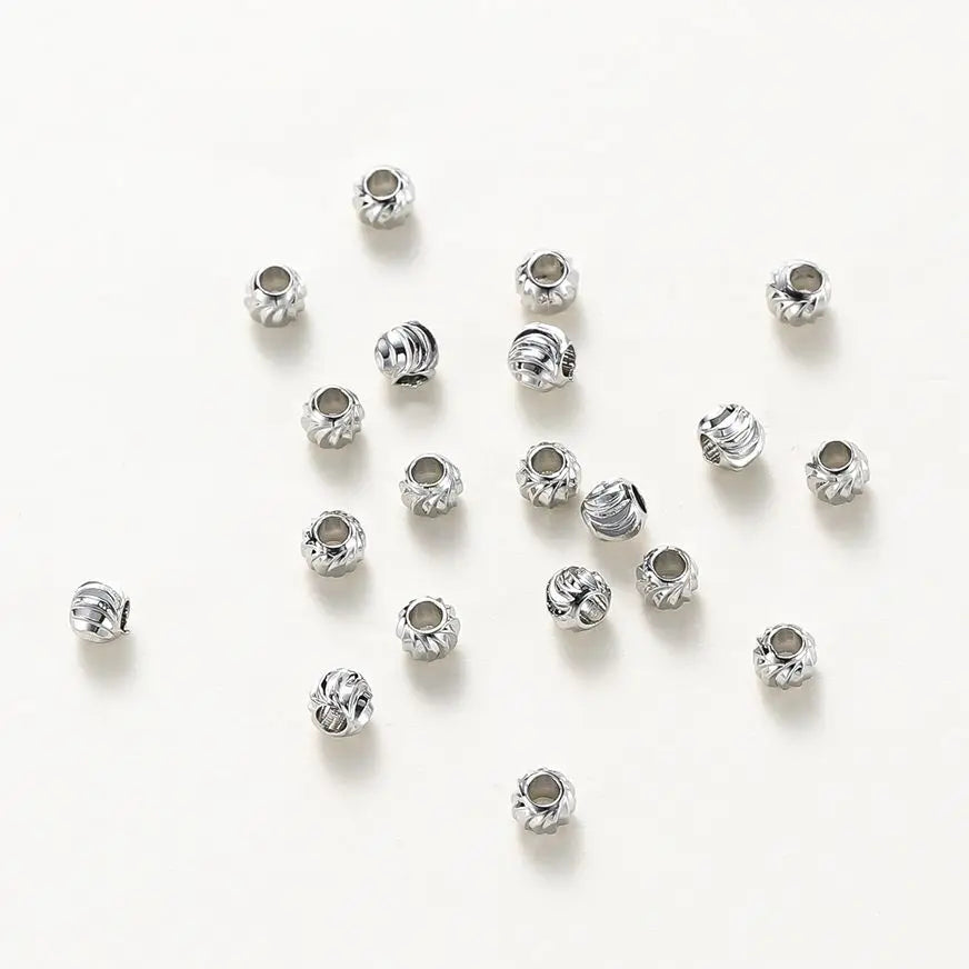 50 unidades de accesorios de joyería DIY chapados en oro de 14K y 18K, cuentas de flores cortadas a rayas de 2,5, 3, 4, 5 y 6 mm, cuentas espaciadoras a granel para manualidades de abalorios