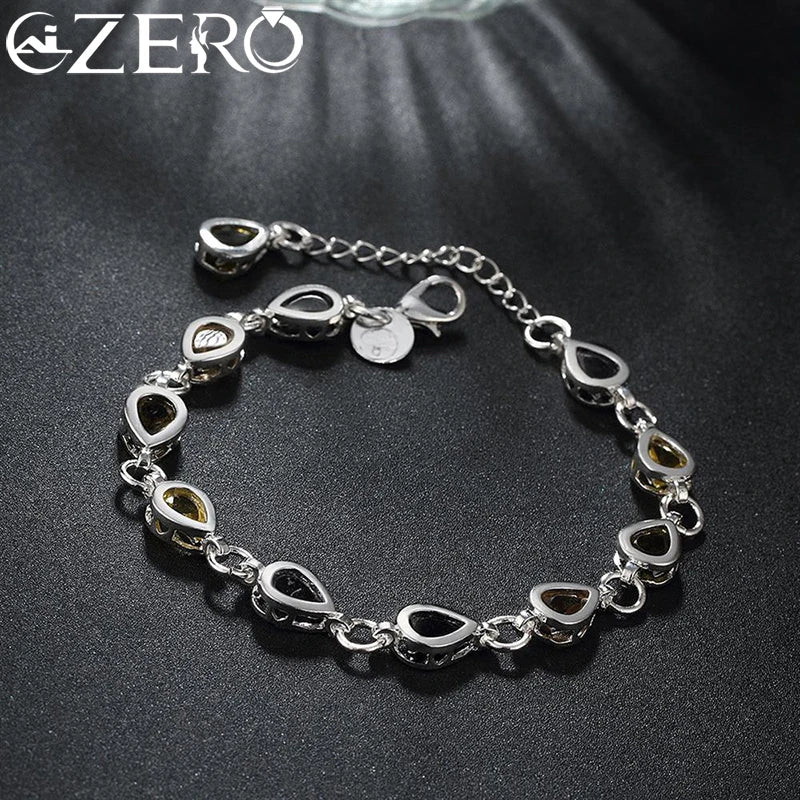 Großhandel 925 Sterling Silber Edle Charm Armbänder Zirkon Kette Kristall Schmuck Mode für Frauen Hochzeit Dame Süß