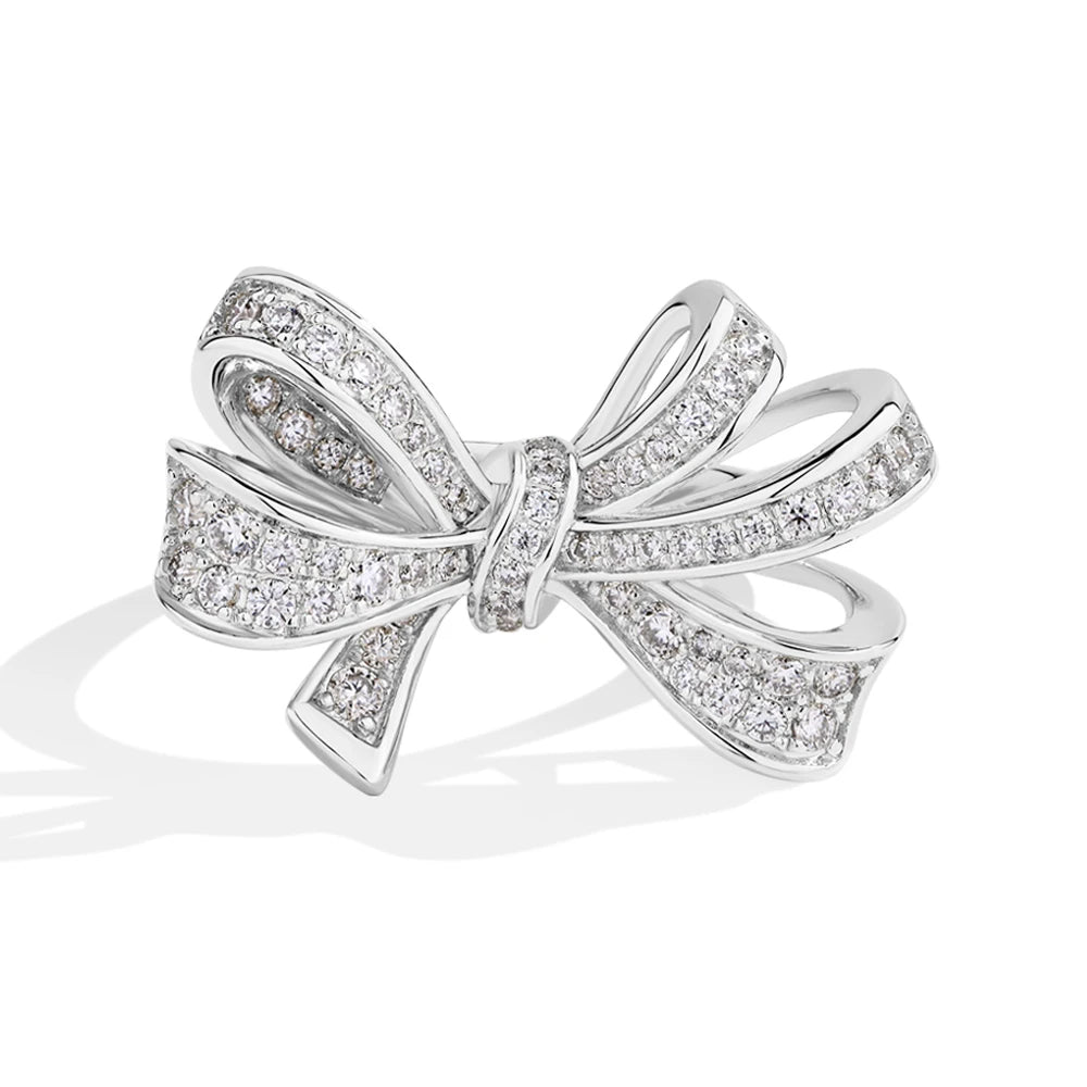MINTYBOX S925 Sterling Silber Schleife Lab Moissanit Verlobungsring für Frauen Luxus Diamantringe Hochzeit Edler Schmuck Geschenk