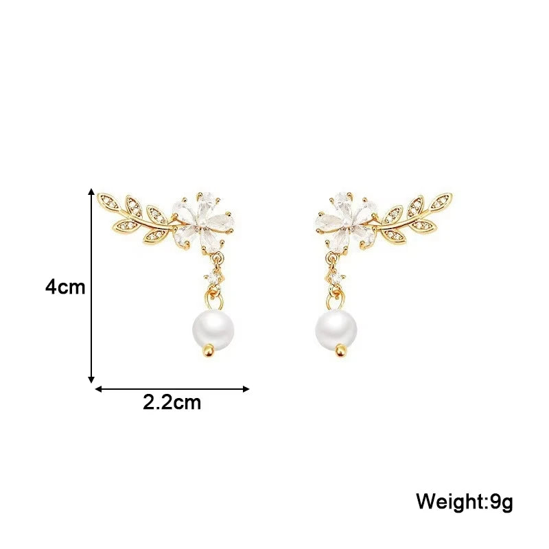 Exquisitos Pendientes de Cristal con Hojas y Flores para Mujer, Circonia AAA, Mariposa Rosa, Borla, Pendientes para Novia, Fiesta, Boda, Joyería