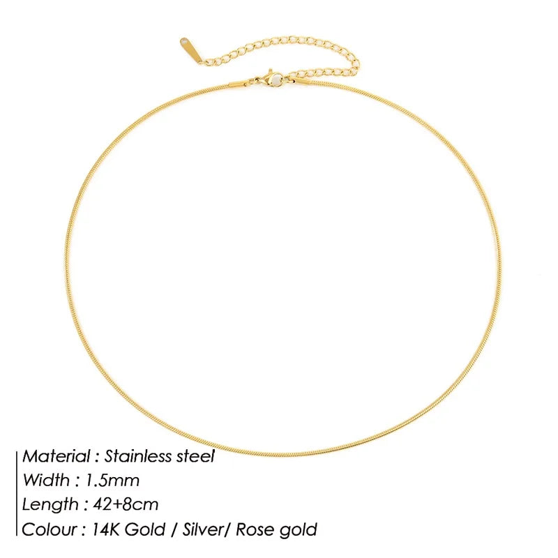 SUNIBI Stainless Steel Necklaces for Women Gold Color Basic Punk Link Chain Necklace Solid Metal Jewelry Wholesale/dropshipping