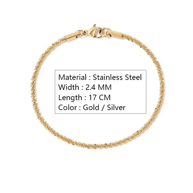 Edelstahl-Kettenarmband für Frauen, silberfarben, modisch, schlicht, glänzend, minimalistisches Charm-Armband, Hochzeitsparty-Schmuck