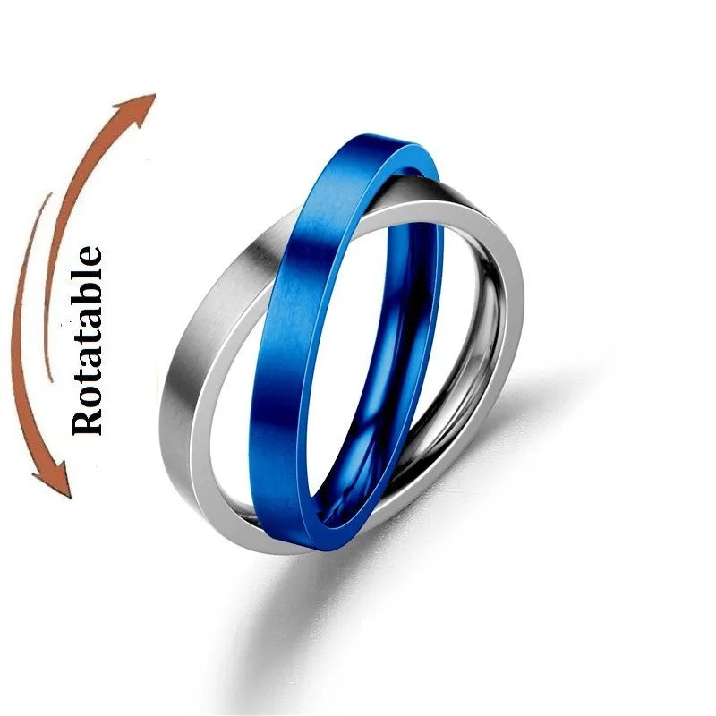 Stainless Steel Star Moon Anxiety Relaxing Cool Ring For Couples Spinner Fidgets Joint Rings Accessories Anillo Antiestres