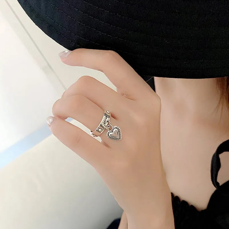 925 Sterling Silber Herzanhänger Verstellbare Ringe für Frauen Hochzeit Luxusschmuck Großhandel
