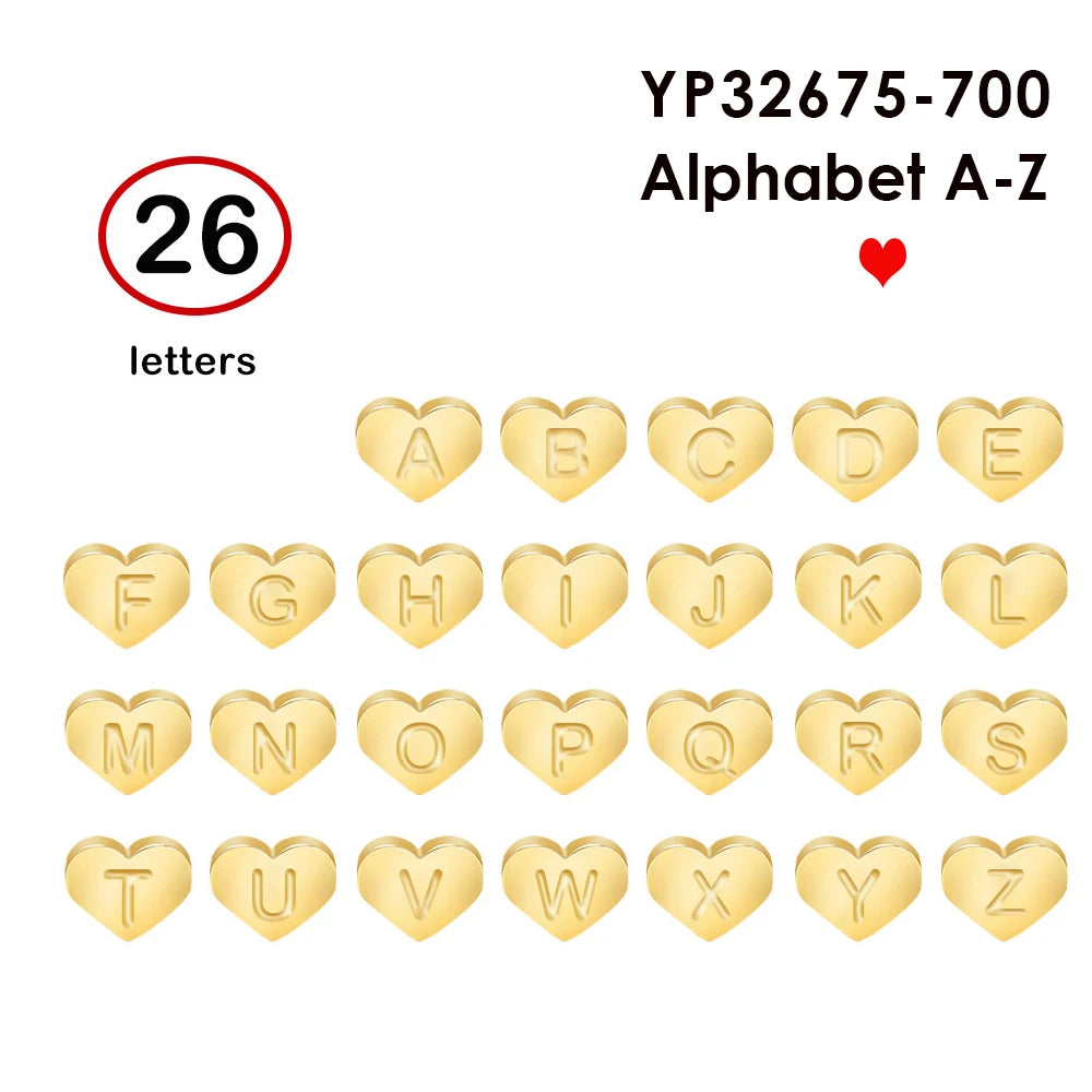 Anfänglicher Name Herzform Anhänger für Halsketten 316L Edelstahl Halskette für Damen Armband Ohrringe Schmuckherstellung