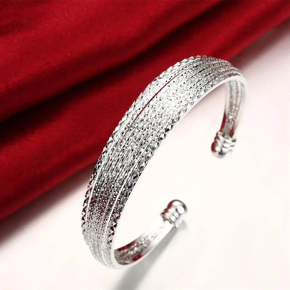 Großhandel Feine 925 Sterlingsilber Armreifen Armband Charms Herz Offen für Frauen Damen Schmuck Anpassung Manschette Hochzeitsgeschenk