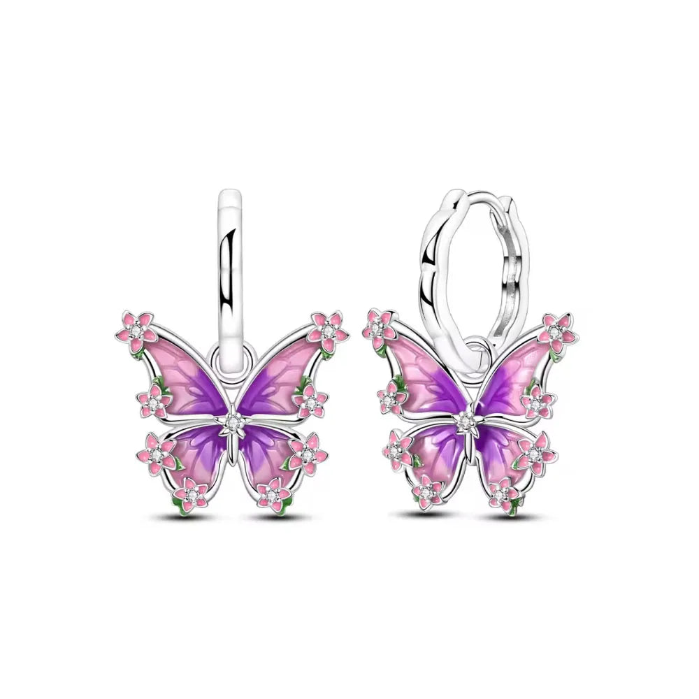 2026 Neue 925er Silber Elefant Kirschblüten Schmetterling Herz Ohrringe, eine zarte Wahl für Damenschmuck