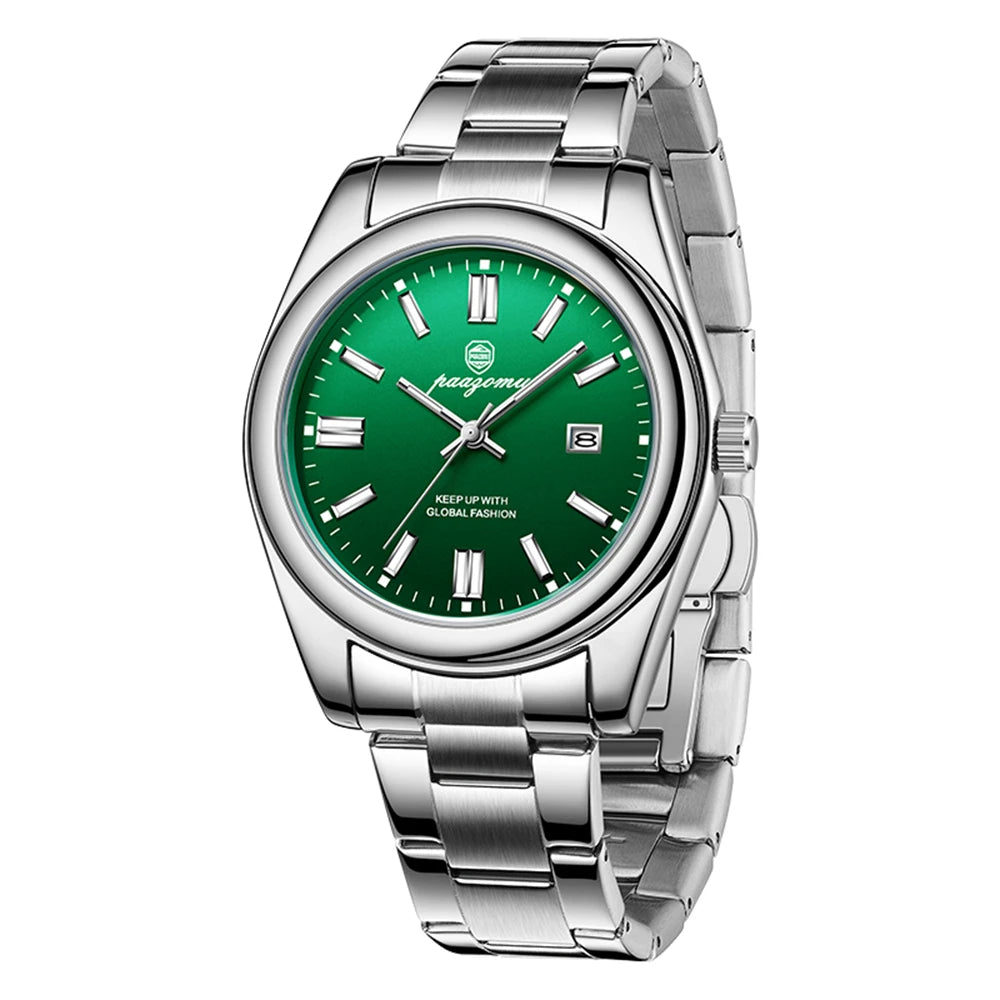 PAAZOMU Reloj de cuarzo clásico casual para hombre, impermeable, esfera luminosa, reloj de pulsera de negocios y vestir, correa cómoda, pantalla analógica, regalo