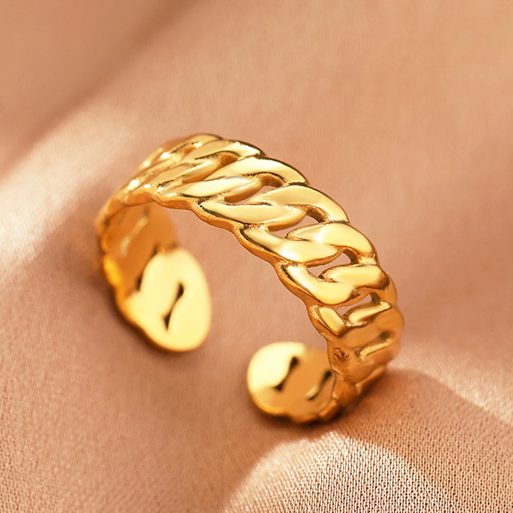 Edelstahlringe Vintage Exquisit Hohl Einstellbare Offene Statement-Ringe Leichte Luxus-Mode-Ringe für Frauen Schmuck Neu