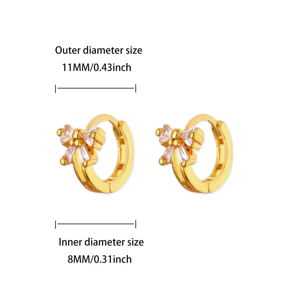 Pendientes de Lazo Vintage de Acero Inoxidable para Mujer, Joyería Elegante, Pendientes de Tuerca de Acero Inoxidable Chapados en Oro, Joyería de Navidad