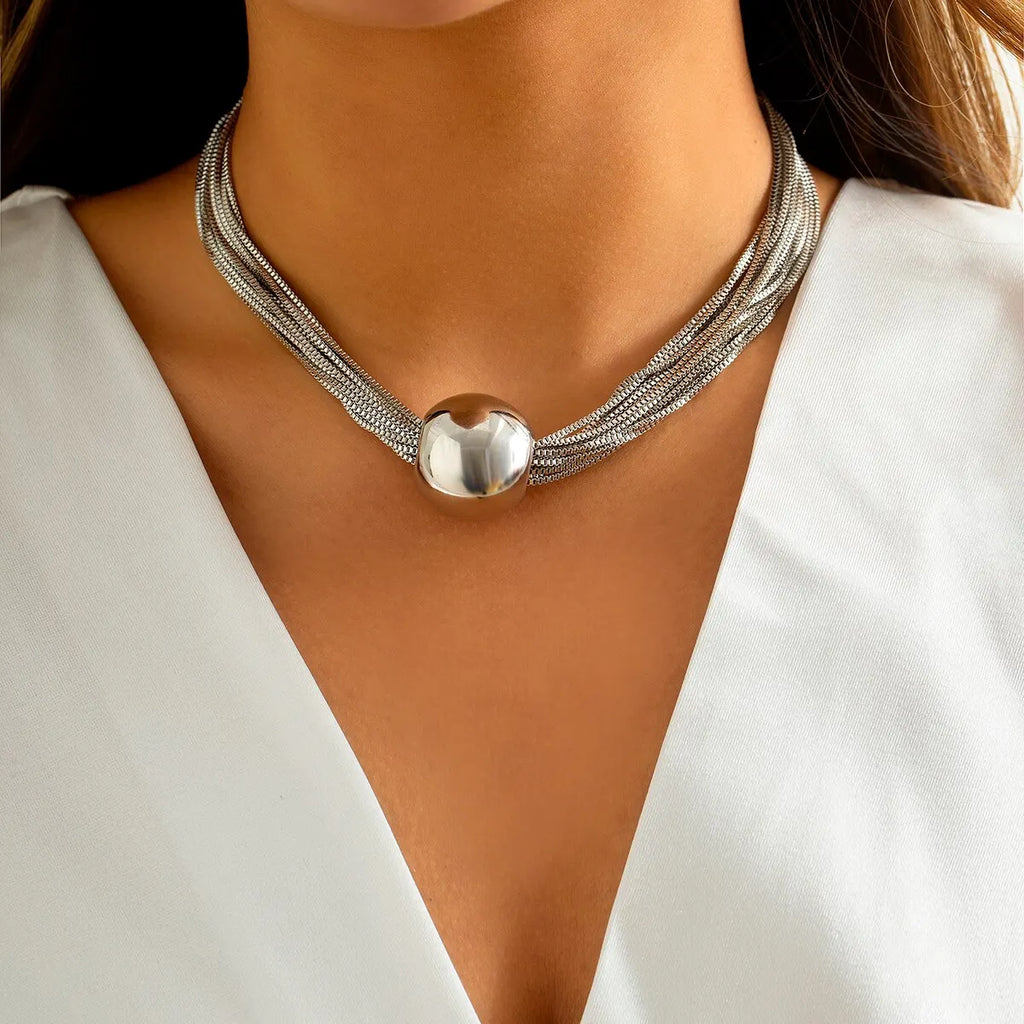Überzogene, verdrehte klobige Gliederkette für Damen, Punk, großer Kugel-Anhänger, Halskette, Schlüsselbein-Glieder, Grunge Schmuck, Steampunk, Herren, Neu