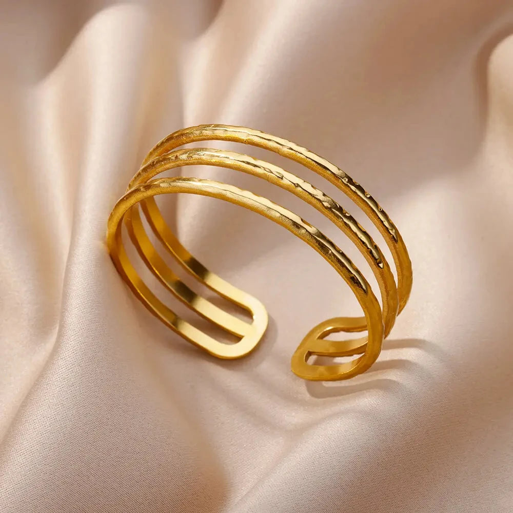 Edelstahl Armreif für Damen Vergoldeter Luxus Mehrschichtiger Armreifen 2023 Kostenloser Versand Schmuck Pulseras Mujer