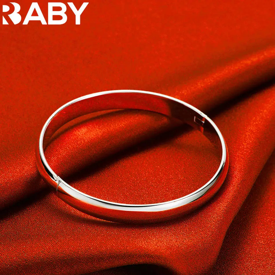 URBABY 925 Sterling Silver Design Round Bangle For Women Creativity Gifts Street All-match Party And Daily Wear