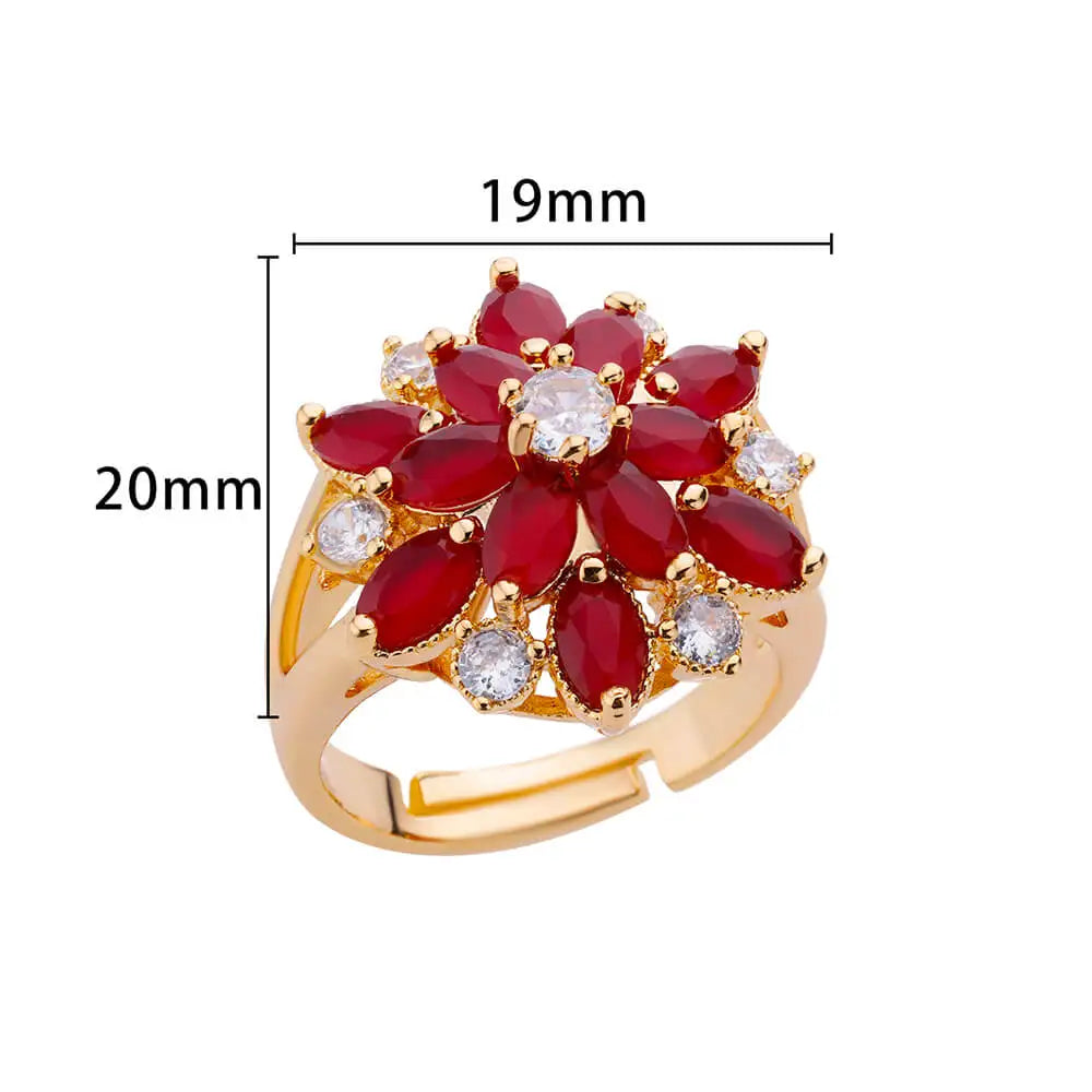 Filigrane Zirkon-Blumenringe für Damen Edelstahlring 2024 Neuer Trend Elegante luxuriöse ästhetische Schmuck-Anillos