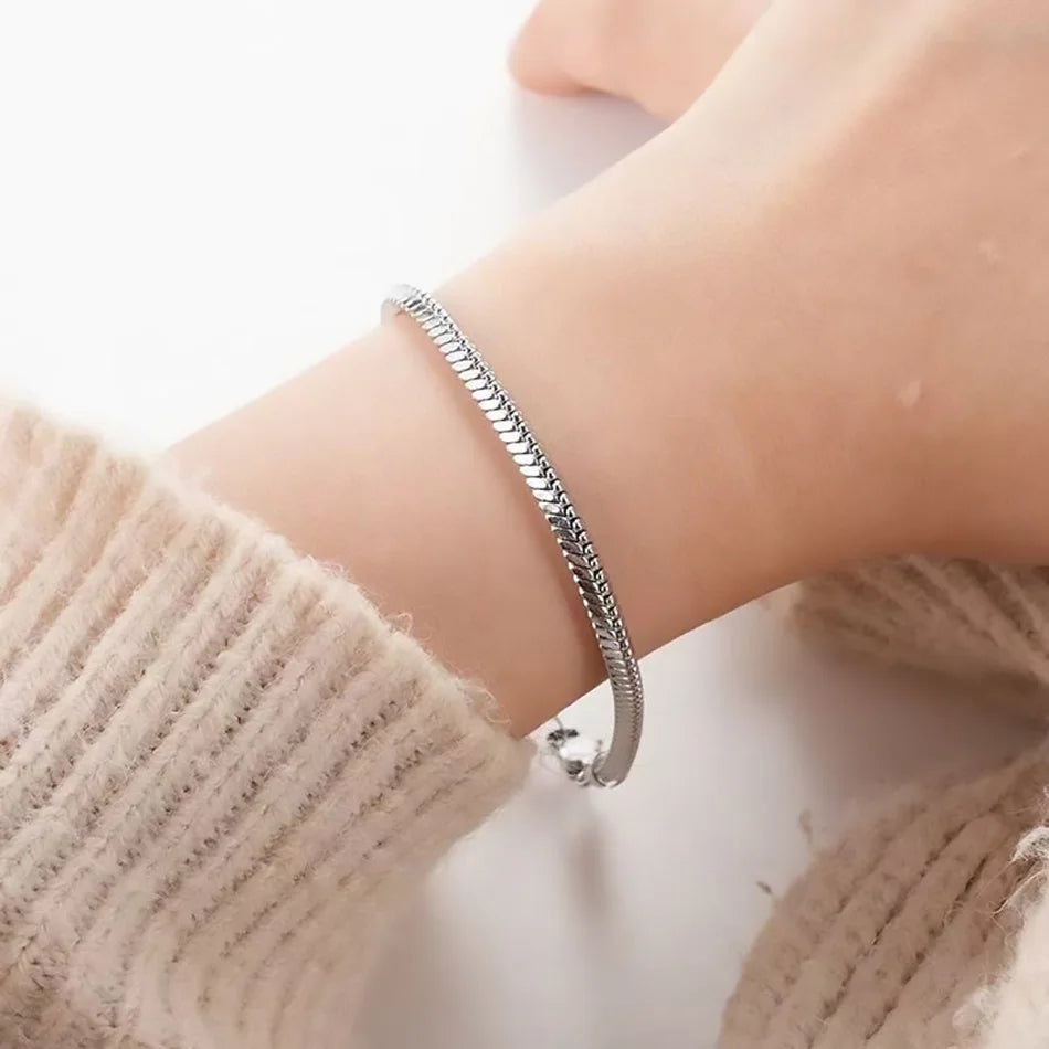 925 Sterlingsilber 3mm Schlangenkette Armband Schlichtes Design Für Damen Herren Alltag Party Ganzjahresschmuck 16-23cm