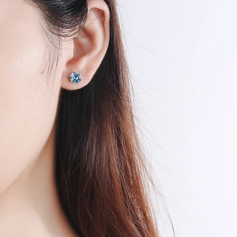 NeeTim Pendientes de Moissanita de 0,5 ct, 1 ct, 2 ct para mujer, de plata de ley 925, en verde, rosa, negro, azul y gris, con circonitas brillantes