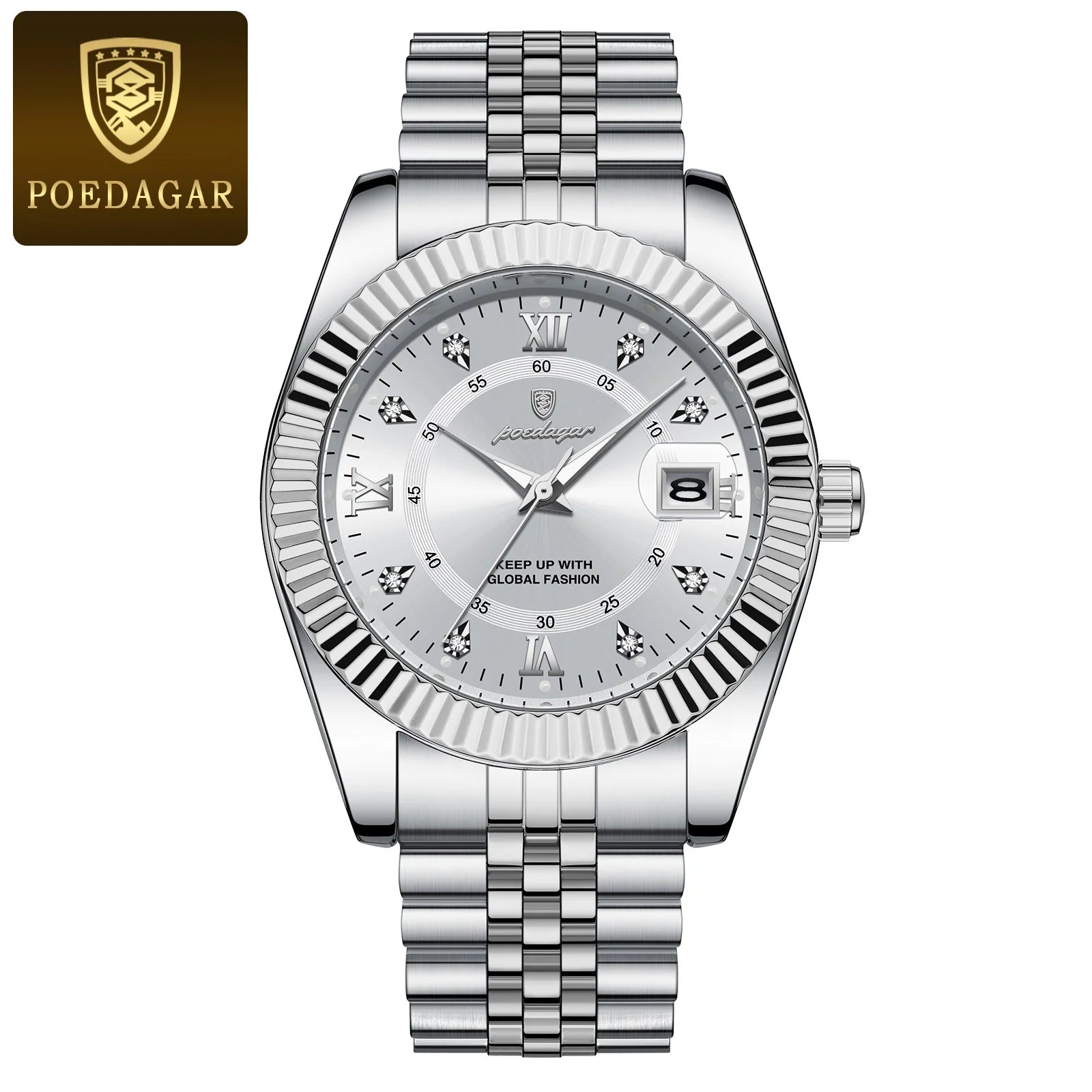 Relojes de cuarzo clásicos de lujo POEDAGAR para hombre, de acero inoxidable, con fecha, resistentes al agua, luminosos, a la moda, de negocios, para hombre