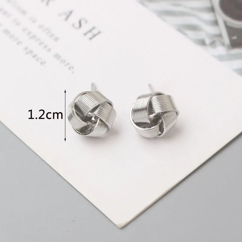 Kleine Metallstecker Ohrringe für Damen, goldfarben, gedreht, rund, kleine ausgefallene Ohrringe, Boucles d'oreilles, Modeschmuck